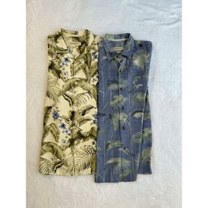 Tommy Bahama 100% Silk Hawaiian Camp Shirts Lot of Two, Size L, Blue/Cream